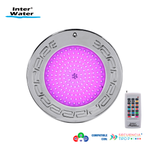 Reflector Inter NOVA LED Acero Inox, RGBW, 25 cms, con control - Inter Water