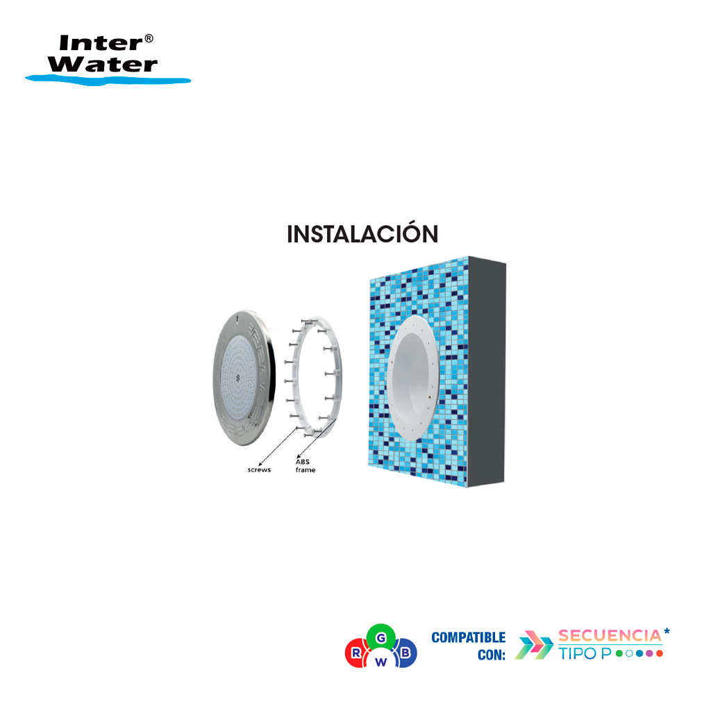 Reflector Inter NOVA LED Acero Inox, RGBW, 25 cms, con control - Inter Water - Imagen 4