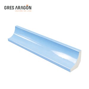 Pieza Redondeada para Media Caña Azul Claro - Gres de Aragón