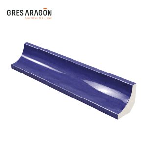 Pieza Redondeada para Media Caña Azul Oscuro - Gres de Aragón